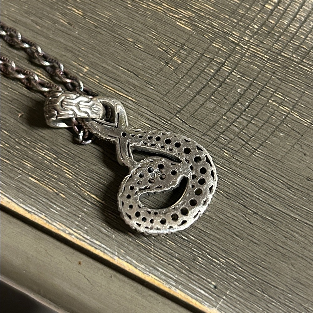 Sterling Silver Celtic Snake Pendant on Stainless 24 inch chain - Picture 2 of 3